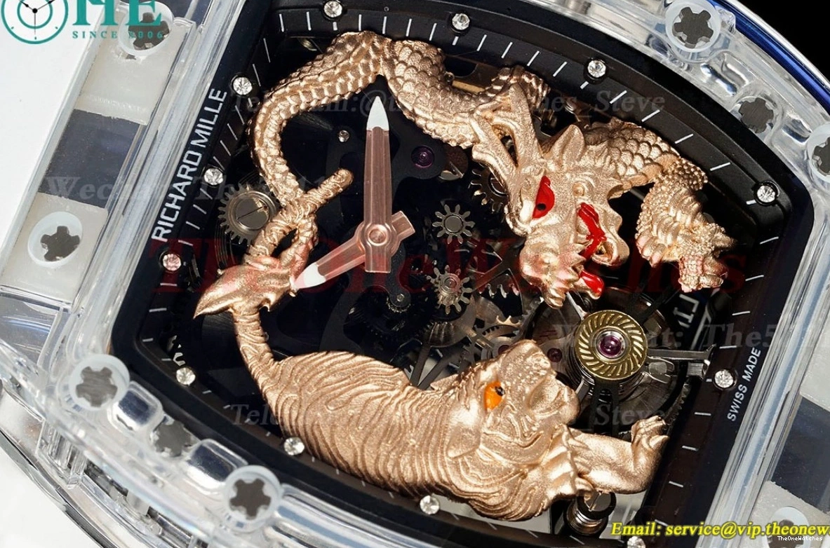 on Dragon Rubber Strap Tourb RM51 RMF Tiger Dial White 0116